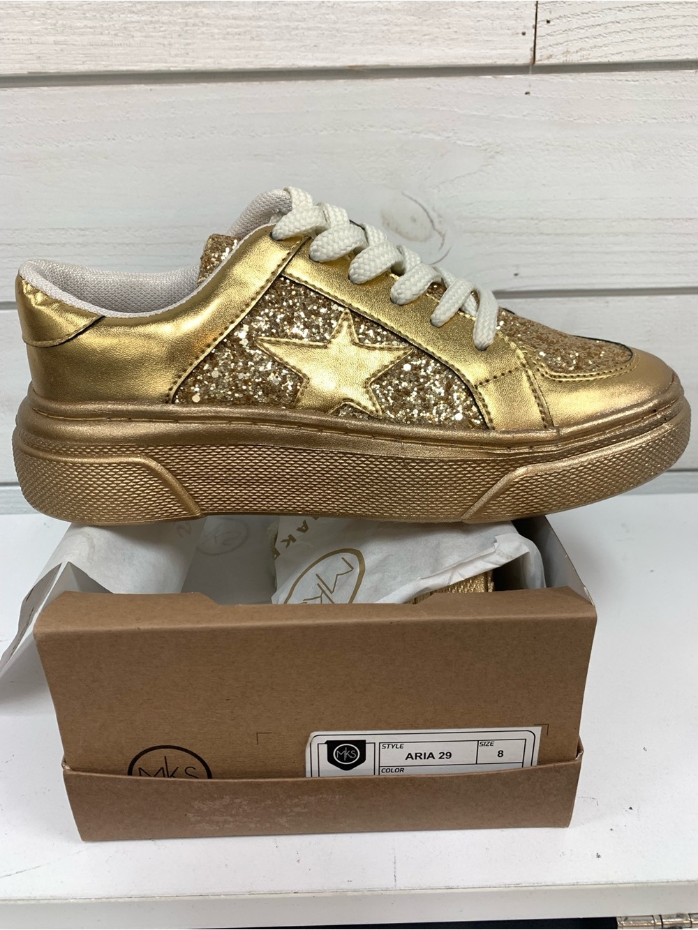 Gold Glitter Star Sneakers - ARIA